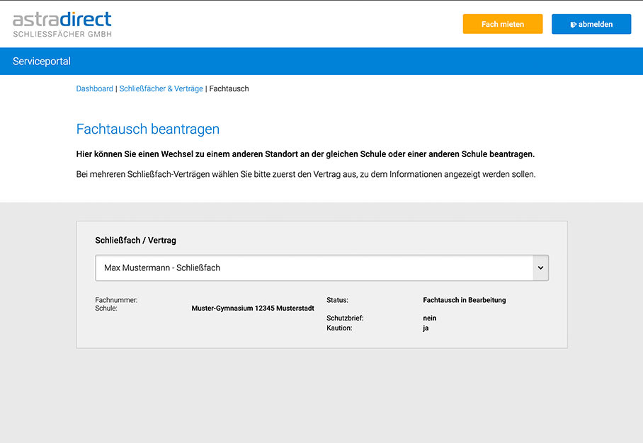 Die Schutzbrief Versicherung für astradirect Schließfächer Der Schließfach Standort kann Online bei astradirect Schließfächer getauscht oder gewechselt werden
